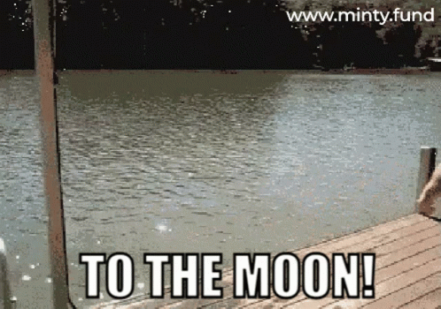 A Picture Of A Dock With The Words To The Moon Written On It GIF