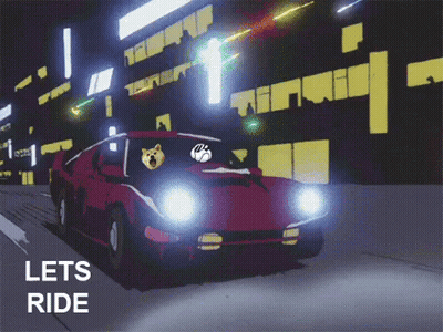 A Picture Of A Dog In A Car With The Words Let 'S Ride GIF