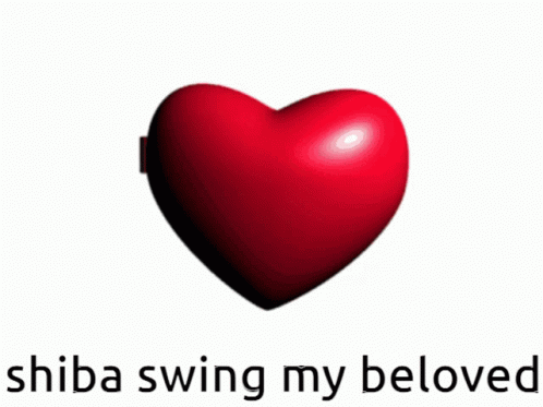 A Picture Of A Dog In A Heart Shaped Mirror With The Words Shiba Swing My Beloved Below It GIF