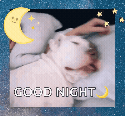 A Picture Of A Dog Sleeping With The Words Good Night Written On It GIF