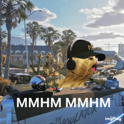 A Picture Of A Dog Wearing Headphones And A Hat That Says Mhmhm GIF