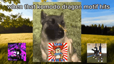 A Picture Of A Dog With A Dragon Motif On It GIF