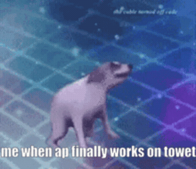 A Picture Of A Dog With The Caption " Me When Ap Finally Works On Towet " On It GIF