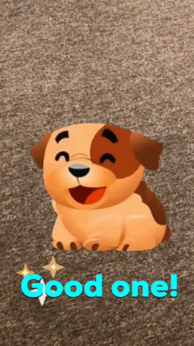 A Picture Of A Dog With The Words Good One Written Below It GIF