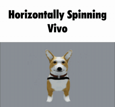 A Picture Of A Dog With The Words Horizontally Spinning Vivo GIF