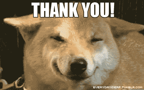 A Picture Of A Dog With The Words Thank You Written Above It GIF