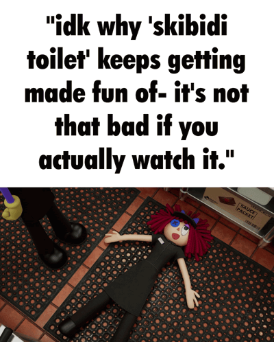 A Picture Of A Doll Laying On The Floor Next To A Sign That Says Sauce Pocket GIF