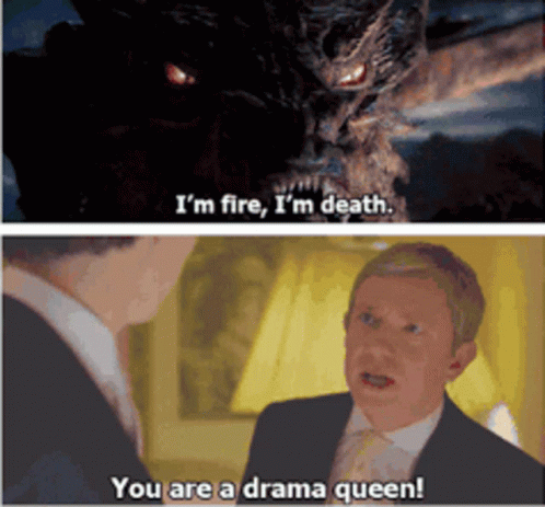 A Picture Of A Dragon And A Picture Of A Man Saying " I 'M Fire I 'M Death " GIF