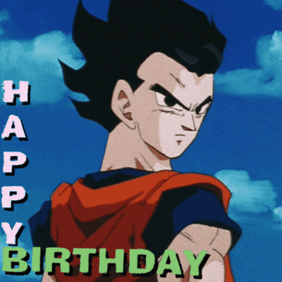 A Picture Of A Dragon Ball Z Character With The Words Happy Birthday GIF