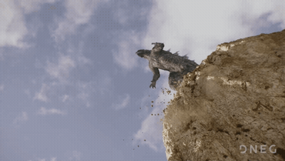 A Picture Of A Dragon Flying Over A Cliff With The Word Oneg In The Corner GIF