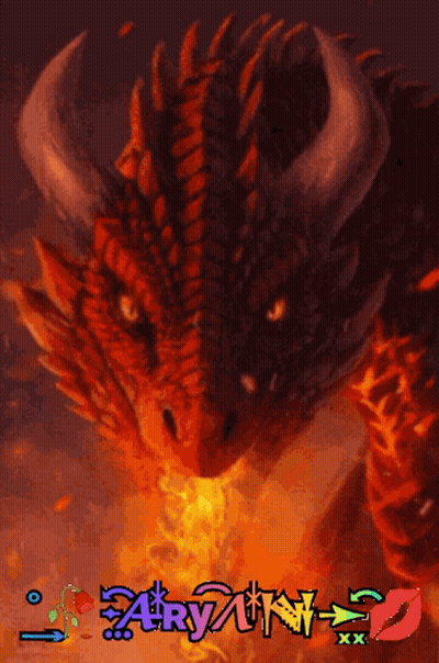 A Picture Of A Dragon With The Name Aryan Written Below It GIF