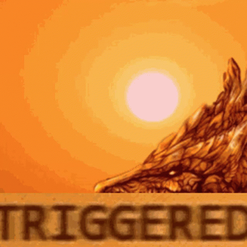 A Picture Of A Dragon With The Word Triggered In The Foreground GIF
