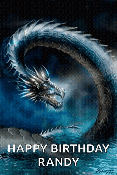 A Picture Of A Dragon With The Words Happy Birthday Randy GIF