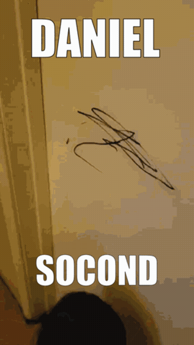 A Picture Of A Drawing On A Wall With The Name Daniel Written On It GIF