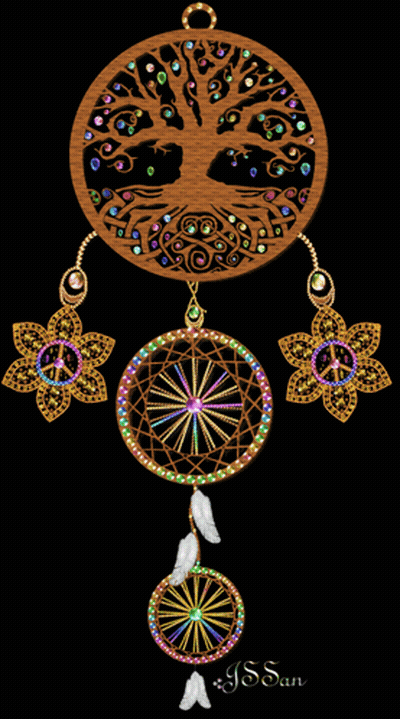 A Picture Of A Dream Catcher With A Tree Of Life On It GIF