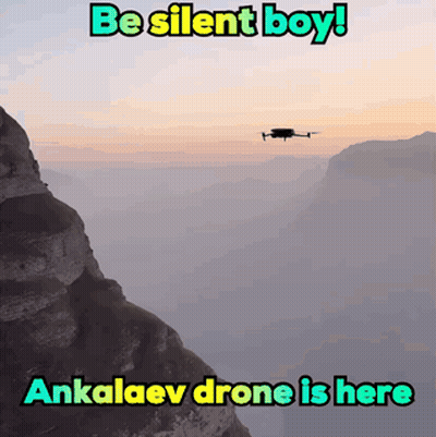 A Picture Of A Drone Flying Over A Mountain With The Words Be Silent Boy And Ankalaev Drone Is Here GIF