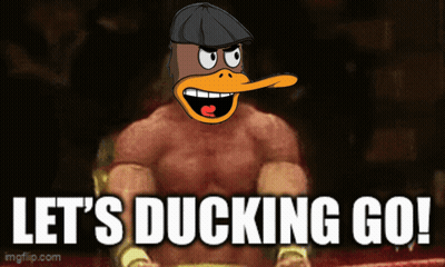 A Picture Of A Duck With The Words Let 'S Ducking Go Written Below It GIF