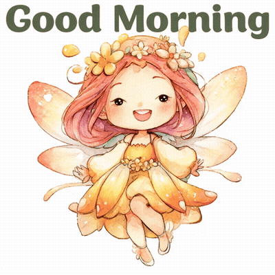 A Picture Of A Fairy With The Words Good Morning GIF