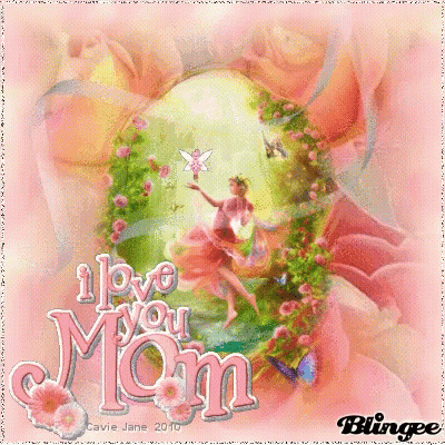 A Picture Of A Fairy With The Words " I Love You Mom " On It GIF