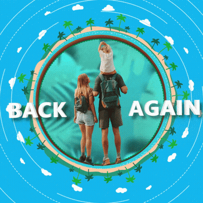 A Picture Of A Family In A Photo Booth With The Words Back Again Photo Booth Below It GIF