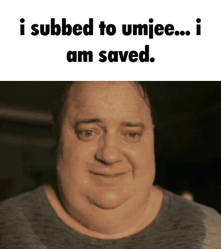 A Picture Of A Fat Man With The Words I Subbed To Umjee I Am Saved GIF