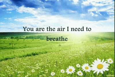 A Picture Of A Field Of Daisies With The Words " You Are The Air I Need To Breathe " GIF