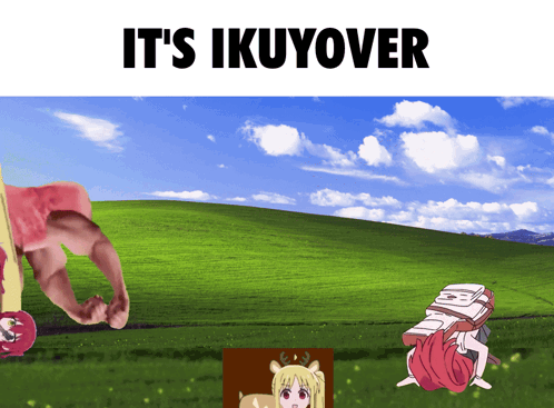 A Picture Of A Field With The Words " It 'S Ikuyover " On The Top GIF