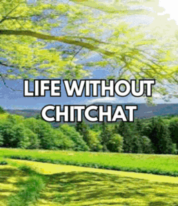 A Picture Of A Field With The Words " Life Without Chitchat " GIF