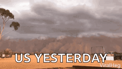 A Picture Of A Field With The Words " Us Yesterday " GIF