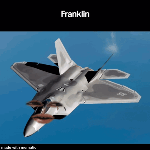 A Picture Of A Fighter Jet With The Name Franklin On It GIF