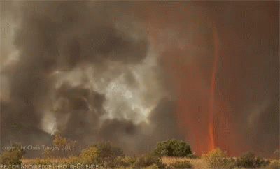 A Picture Of A Fire Tornado Taken By Chris Targey In 2013 GIF