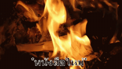 A Picture Of A Fire With A Foreign Language Written Below It GIF