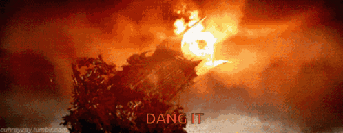 A Picture Of A Fire With The Words " Dang It " Under It GIF