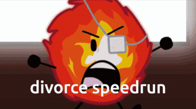 A Picture Of A Fireball With The Words Divorce Speedrun Written Below It GIF