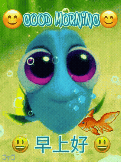 A Picture Of A Fish That Says Good Morning In Chinese GIF