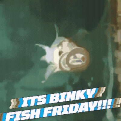 A Picture Of A Fish With The Words It 'S Binky Fish Friday Below It GIF