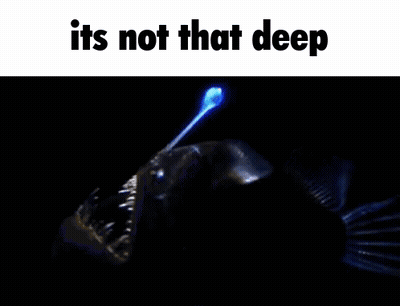 A Picture Of A Fish With The Words " It 'S Not That Deep " On The Bottom GIF