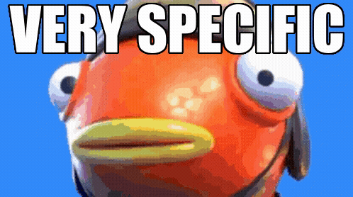 A Picture Of A Fish With The Words " Very Specifico " On It GIF