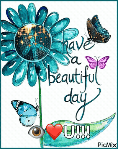 A Picture Of A Flower And Butterflies With The Words Have A Beautiful Day GIF