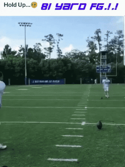 A Picture Of A Football Field With The Words Hold Up 81 Yard Fg GIF