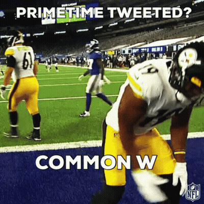 A Picture Of A Football Player With The Caption Primetime Tweeted Common W GIF