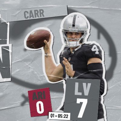 A Picture Of A Football Player With The Name Carr On It GIF