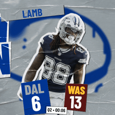 A Picture Of A Football Player With The Name Lamb On His Jersey GIF