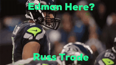 A Picture Of A Football Player With The Words Edman Here Russ Trade GIF