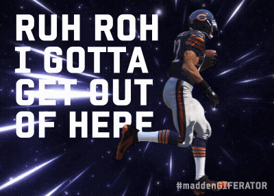 A Picture Of A Football Player With The Words Ruh Roh I Gotta Get Out Of Here GIF