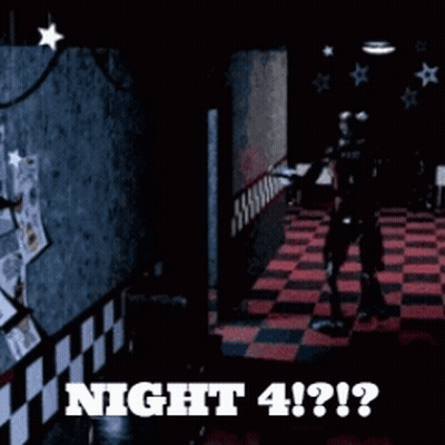 a picture of a foxy from five nights at freddy 's with the words night 4 written in red