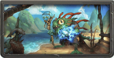 A Picture Of A Frog Holding A Blue Lightning Bolt On A Beach GIF