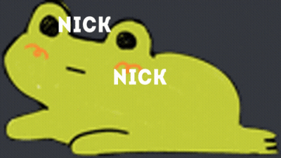 A Picture Of A Frog With Nick Written On It GIF