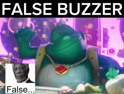 A Picture Of A Frog With The Words " False Buzzer " Below It GIF