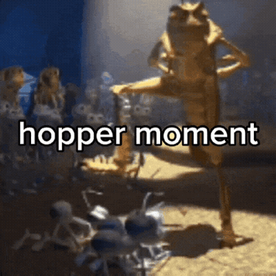 A Picture Of A Frog With The Words " Hopper Moment " Underneath It GIF
